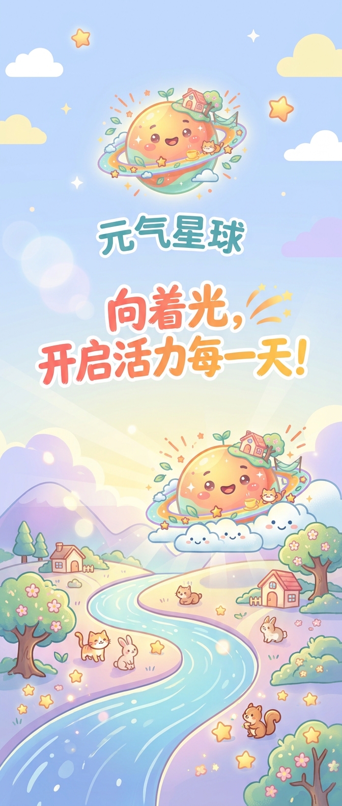 元气星球确认版开屏：彩色星球、云朵与星光河流